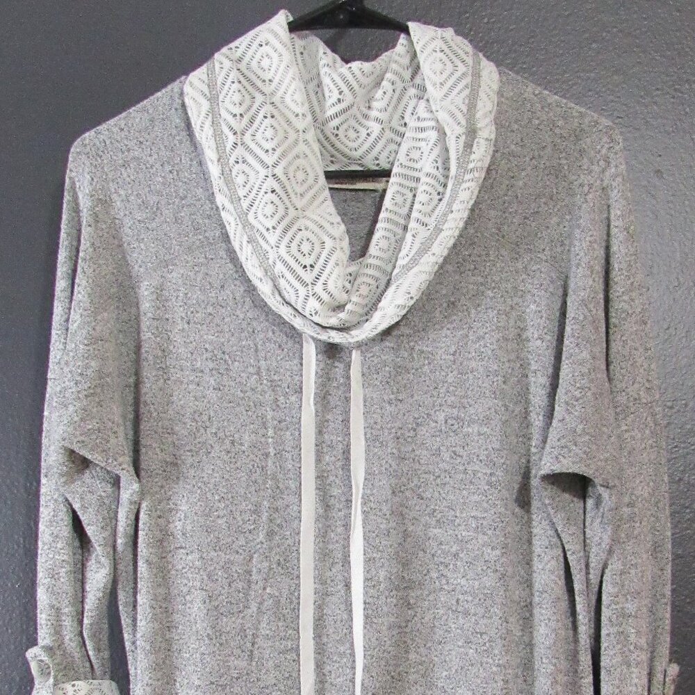 49. Chance or Fate Sz L Gray Cowl Neck Sweater